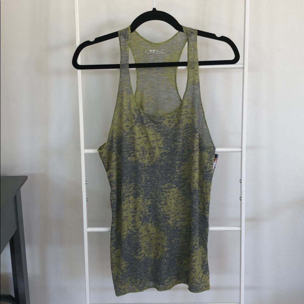 LASC green and gray racer back tank